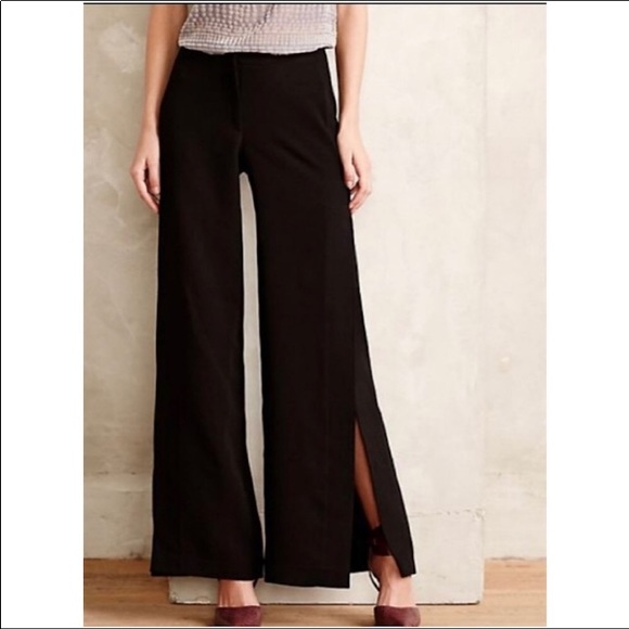 Baraschi Black Slit Palazzo Pants - Picture 1 of 6